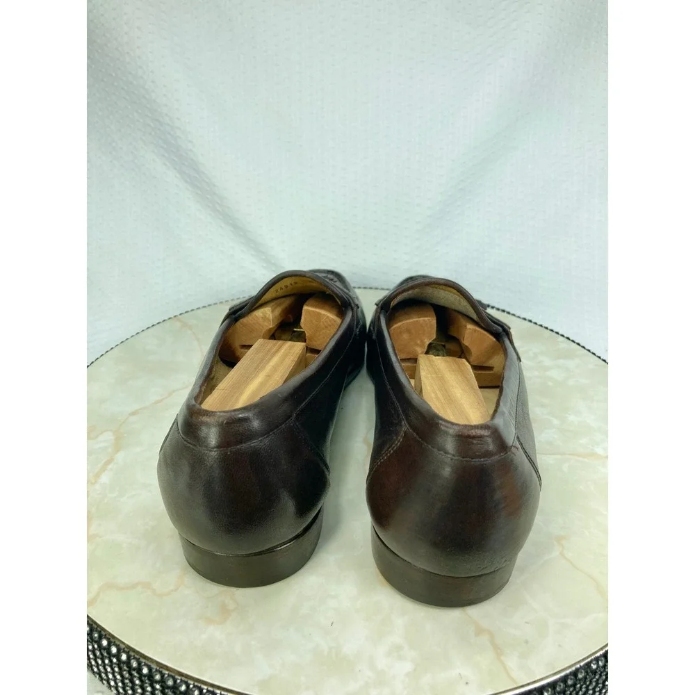 Bostonian Italian Leather Tassel Kiltie Loafers Mens 9 Brown Croc Embossed Shoes